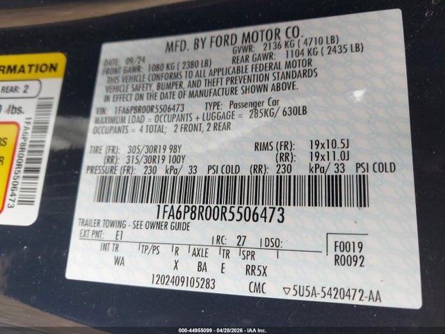 Продаж на аукціоні авто 2024 Ford Mustang Dark Horse Fastback, vin: 1FA6P8R00R5506473, номер лоту: 44955099