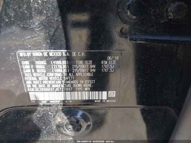 Продажа на аукционе авто 2018 Honda Hr-v Lx, vin: 3CZRU6H37JG727897, номер лота: 44955119