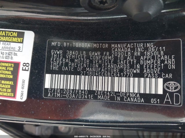 Продажа на аукционе авто 2011 Toyota Corolla Le, vin: 2T1BU4EE6BC641770, номер лота: 44955178