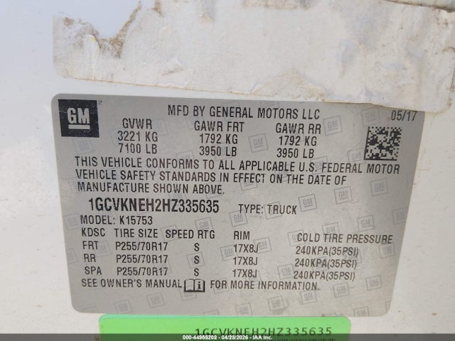 1GCVKNEH2HZ335635 Chevrolet Silverado 1500 Wt