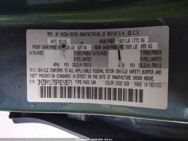 Aukcja sprzedaży 2015 Mazda Mazda3 I Sport, vin: 3MZBM1U76FM218571, numer aukcji: 44955205