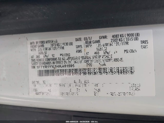 1FTYR1YM1HKA81595 Ford Transit-250