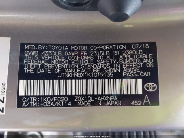 Продаж на аукціоні авто 2019 Toyota C-hr Le/limited/xle, vin: JTNKHMBX1K1019135, номер лоту: 44955288