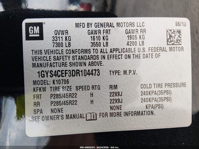 Продаж на аукціоні авто 2013 Cadillac Escalade Premium, vin: 1GYS4CEF3DR104473, номер лоту: 44955303