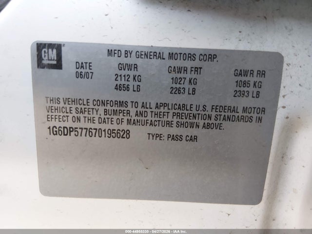 Продажа на аукционе авто 2007 Cadillac Cts Standard, vin: 1G6DP577670195628, номер лота: 44955330