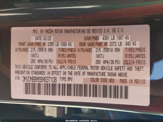 Продажа на аукционе авто 2025 Mazda Cx-30 2.5 S Select Sport, vin: 3MVDMBBM6SM837108, номер лота: 44955339