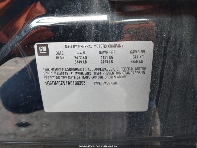 2010 Cadillac Cts Performance მანქანა იყიდება აუქციონზე, vin: 1G6DM8EV1A0108303, აუქციონის ნომერი: 44955340