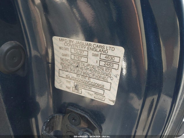 Продаж на аукціоні авто 1998 Jaguar Xk8, vin: SAJGX2242WC020958, номер лоту: 44955362