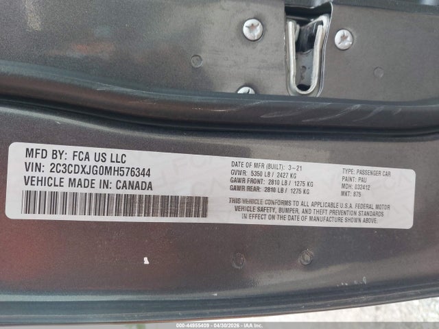Продажа на аукционе авто 2021 Dodge Charger Sxt Awd, vin: 2C3CDXJG0MH576344, номер лота: 44955409
