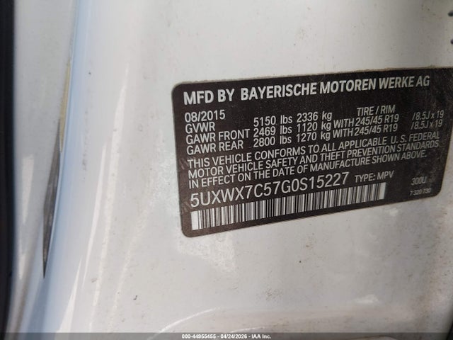 44955455 :رقم المزاد ، 5UXWX7C57G0S15227 vin ، 2016 Bmw X3 Xdrive35i مزاد بيع