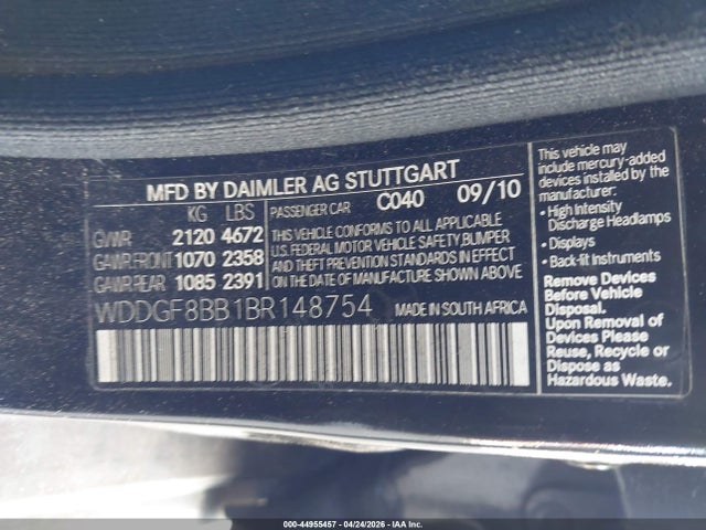 44955457 :رقم المزاد ، WDDGF8BB1BR148754 vin ، 2011 Mercedes-benz C 300 Luxury 4matic/sport 4matic مزاد بيع