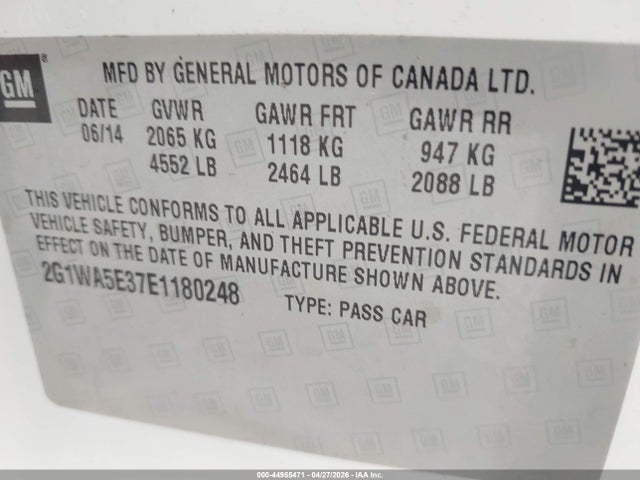 Chevrolet Impala Limited Ls 2014 2G1WA5E37E1180248 Image 9