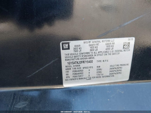 Aukcja sprzedaży 2015 Cadillac Escalade Esv Premium, vin: 1GYS4TKJ2FR715400, numer aukcji: 44955497