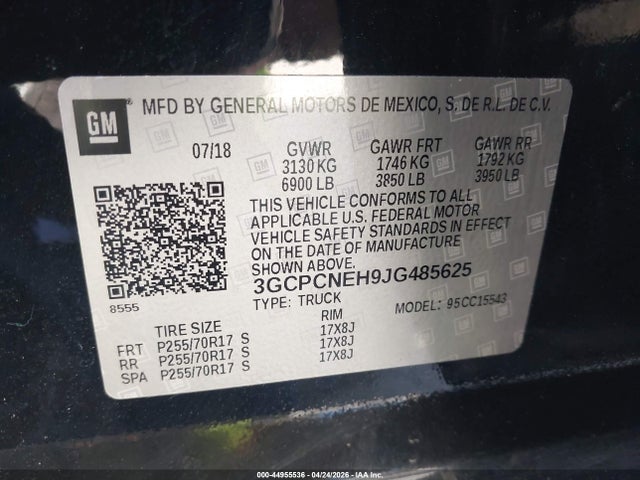 3GCPCNEH9JG485625 Chevrolet Silverado 1500 Wt