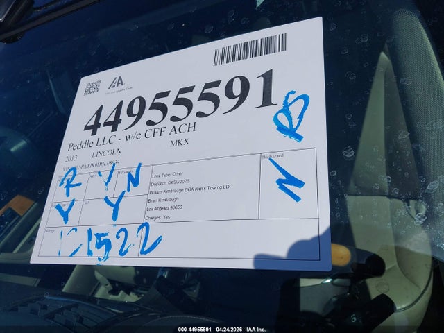 44955591 :رقم المزاد ، 2LMDJ8JK0DBL08934 vin ، 2013 Lincoln Mkx مزاد بيع