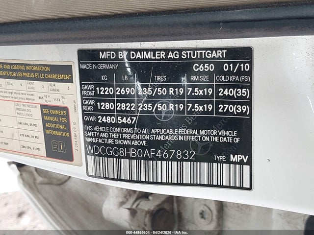 Продаж на аукціоні авто 2010 Mercedes-benz Glk 350 4matic, vin: WDCGG8HB0AF467832, номер лоту: 44955604