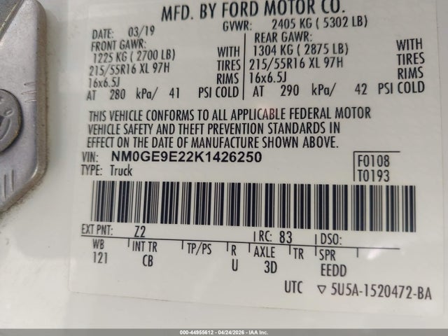 Ford Transit Connect Xl 2019 NM0GE9E22K1426250 Image 9