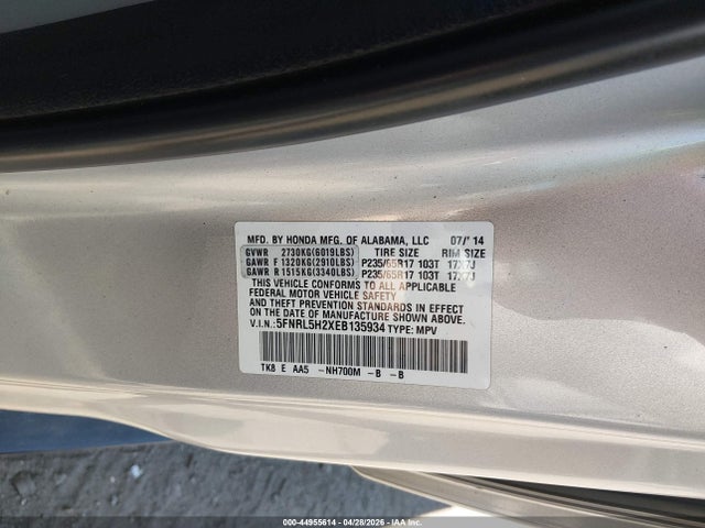 Aukcja sprzedaży 2014 Honda Odyssey Lx, vin: 5FNRL5H2XEB135934, numer aukcji: 44955614