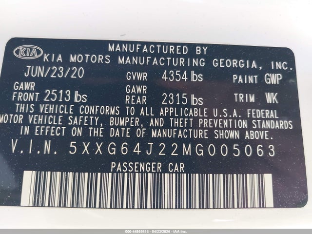 5XXG64J22MG005063 KIA K5 Gt-line