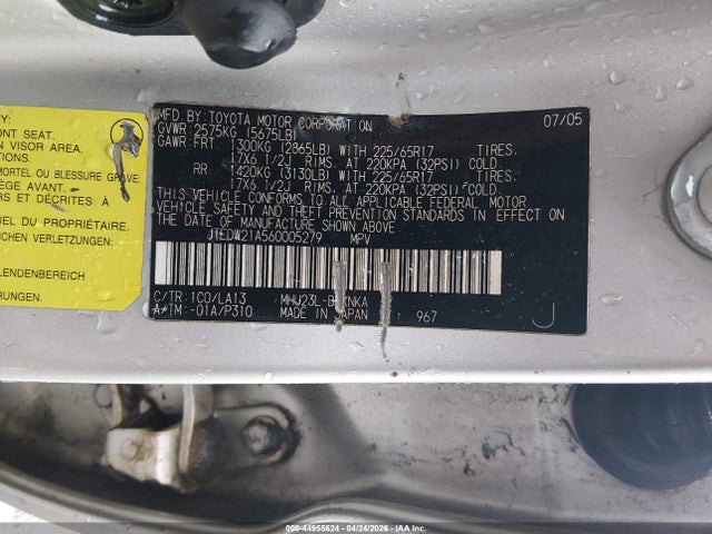 Aukcja sprzedaży 2006 Toyota Highlander Hybrid Limited V6, vin: JTEDW21A560005279, numer aukcji: 44955624