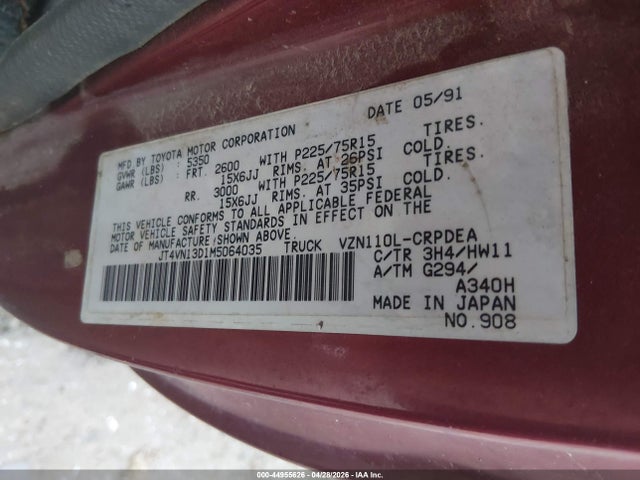 Продаж на аукціоні авто 1991 Toyota Pickup 1/2 Ton Ex Lng Whlbse Dlx, vin: JT4VN13D1M5064035, номер лоту: 44955626