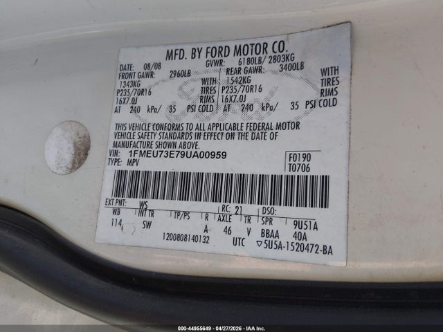 Продаж на аукціоні авто 2009 Ford Explorer Xlt, vin: 1FMEU73E79UA00959, номер лоту: 44955649