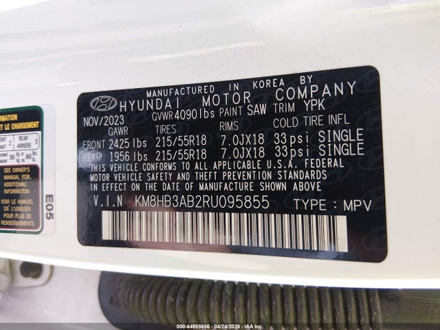 KM8HB3AB2RU095855 Hyundai Kona Sel
