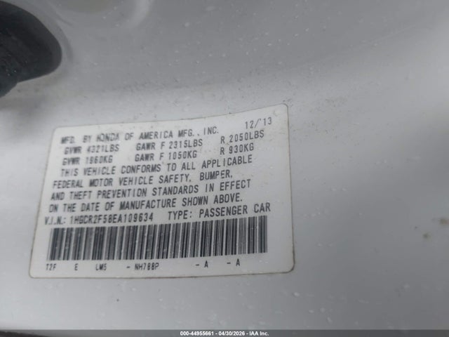 1HGCR2F58EA109634 Honda Accord Sport