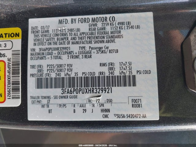 Ford Fusion Energi Se Luxury 2017 3FA6P0PUXHR329921 Image 9
