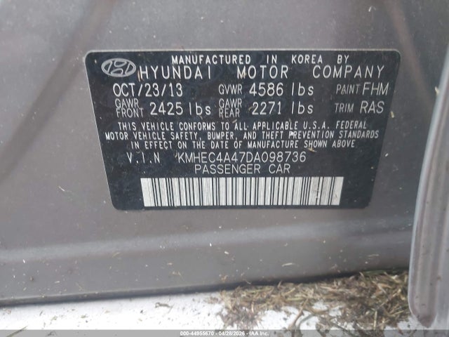 Aukcja sprzedaży 2013 Hyundai Sonata Hybrid, vin: KMHEC4A47DA098736, numer aukcji: 44955670