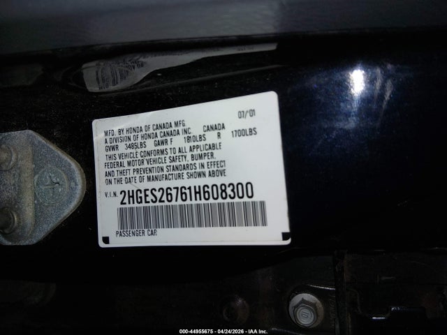 Aukcja sprzedaży 2001 Honda Civic Ex, vin: 2HGES26761H608300, numer aukcji: 44955675