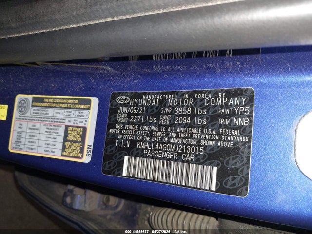 KMHLL4AG0MU213015 Hyundai ELANTRA SE