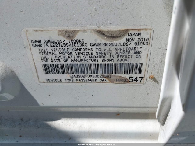 44955683 :رقم المزاد ، JA32U2FUXBU020561 vin ، 2011 Mitsubishi Lancer Es مزاد بيع