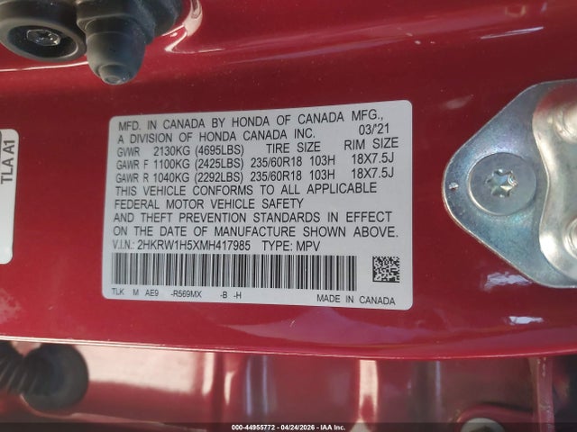 2HKRW1H5XMH417985 Honda Cr-v 2wd Ex