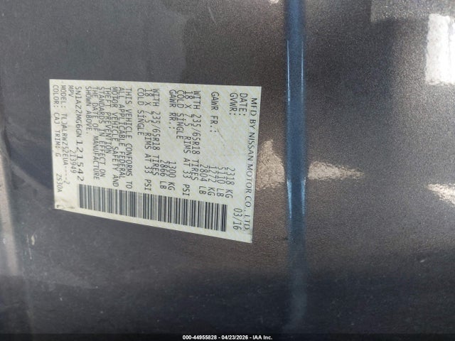 5N1AZ2MG6GN121542 Nissan MURANO SL