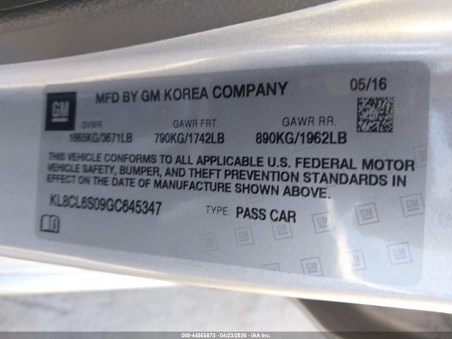 Chevrolet Spark Ev 2lt 2016 KL8CL6S09GC645347 Image 9