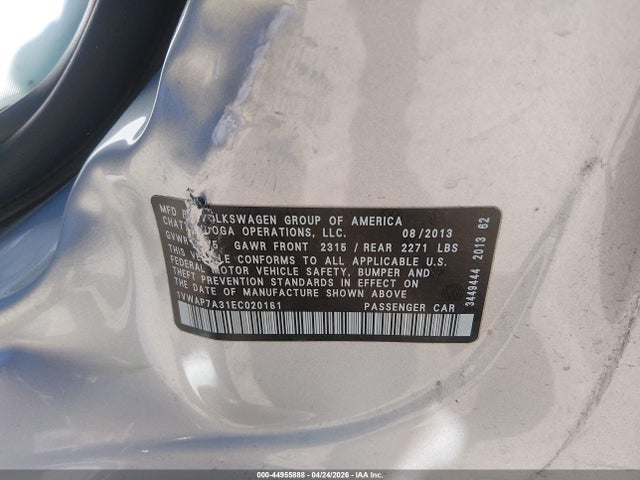 Продаж на аукціоні авто 2014 Volkswagen Passat 2.5l S, vin: 1VWAP7A31EC020181, номер лоту: 44955888