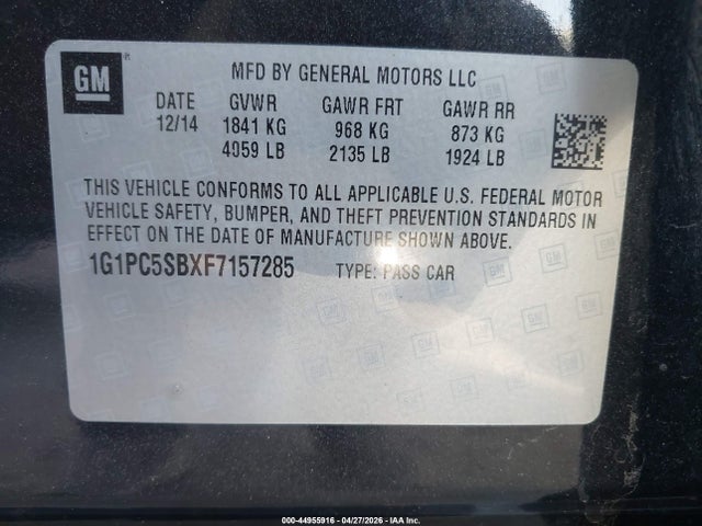 1G1PC5SBXF7157285 Chevrolet Cruze 1lt Auto
