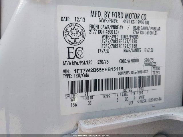 Ford F-250 Xlt 2014 1FT7W2B65EEB15116 Image 9