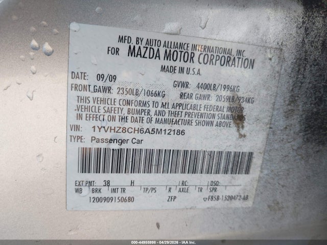 Aukcja sprzedaży 2010 Mazda Mazda6 I Touring, vin: 1YVHZ8CH6A5M12186, numer aukcji: 44955998