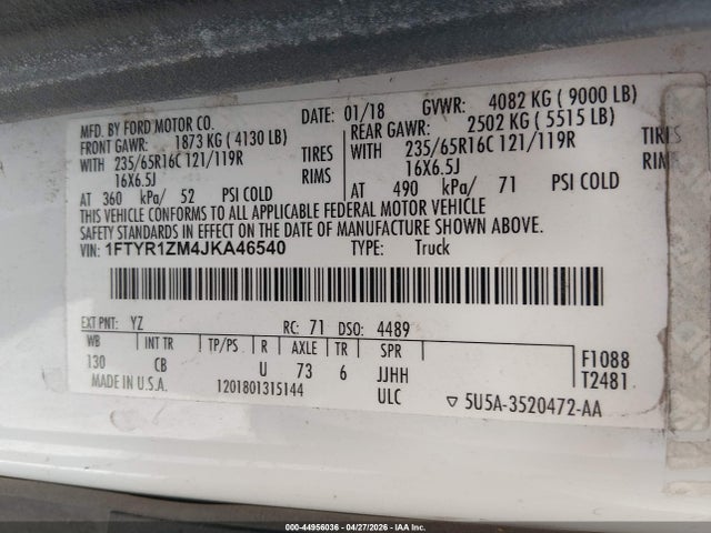 Ford Transit-250 2018 1FTYR1ZM4JKA46540 Image 9