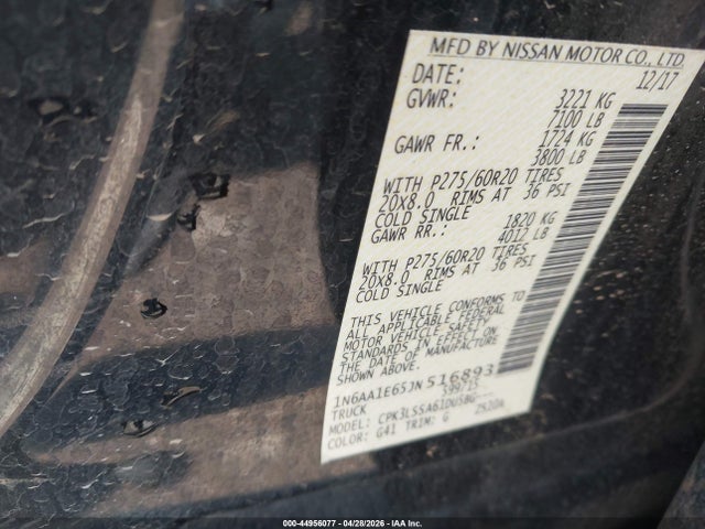 Nissan TITAN SV 2018 1N6AA1E65JN516893 Image 9