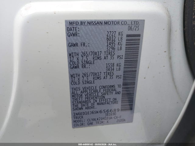 Aukcja sprzedaży 2025 Nissan Frontier Pro-x 4x2, vin: 1N6ED1EJ6SN656689, numer aukcji: 44956142