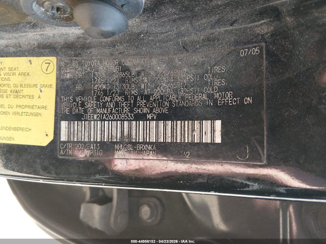 44956152 :رقم المزاد ، JTEEW21A260008533 vin ، 2006 Toyota Highlander Hybrid V6 مزاد بيع