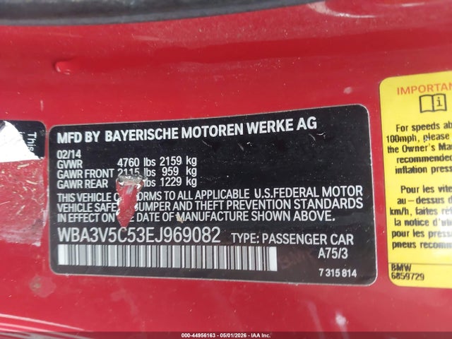 2014 Bmw 428i მანქანა იყიდება აუქციონზე, vin: WBA3V5C53EJ969082, აუქციონის ნომერი: 44956163