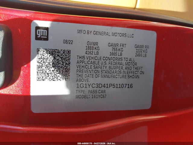 1G1YC3D41P5110716 Chevrolet CORVETTE STINGRAY