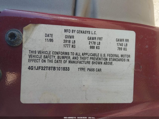 44956218 :رقم المزاد ، 4G1JF32T8TB101833 vin ، 1996 Chevrolet Cavalier Ls مزاد بيع