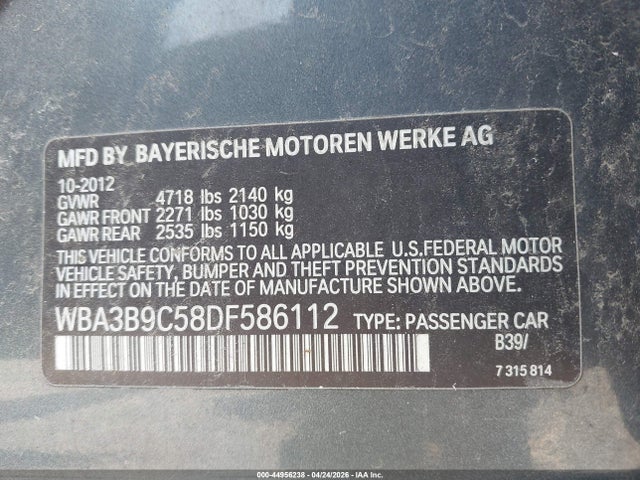 44956238 :رقم المزاد ، WBA3B9C58DF586112 vin ، 2013 Bmw 335i Xdrive مزاد بيع