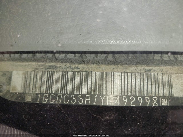 2000 Chevrolet C3500 მანქანა იყიდება აუქციონზე, vin: 1GCGC33R1YF492998, აუქციონის ნომერი: 44956241