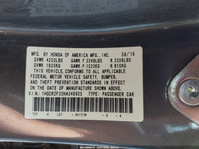 1HGCR2F30HA046905 Honda ACCORD LX